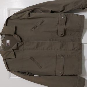 KUT from the Kloth utility hidden button  front green jacket size Medium